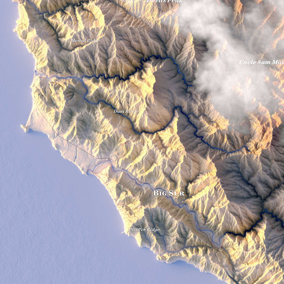 Big Sur South Region - Art Map – Nifty Mapworks