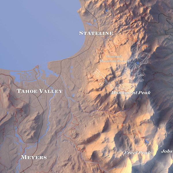 Lake Tahoe Topographic Map Print | Nifty Mapworks